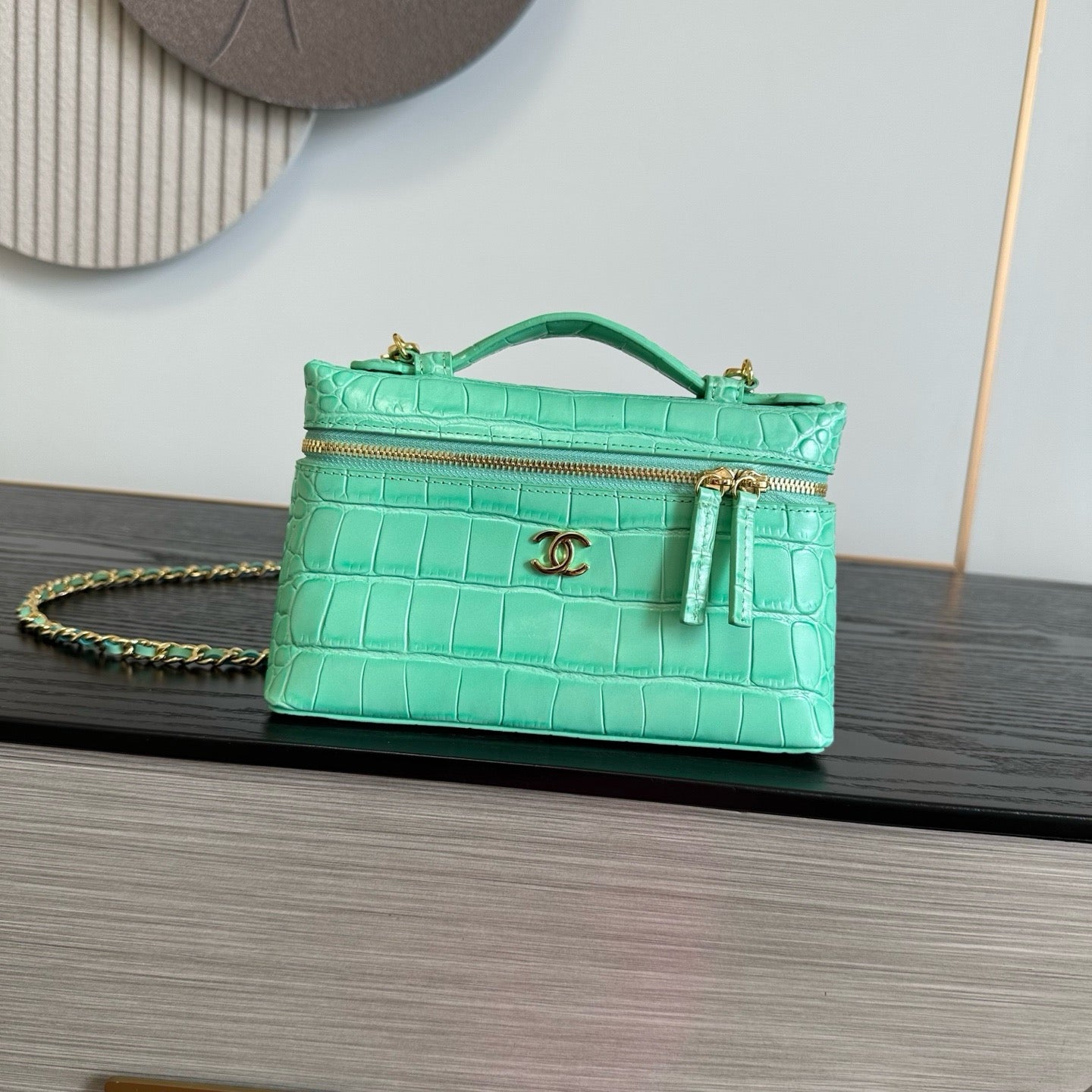 Chanel 2026 Crocodile Embossed Vanity Bag 19.5cm Leather