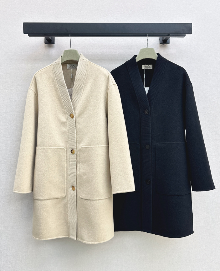26 Fall/Winter Latest Minimalist V-Neck Double-Faced Wool Coat