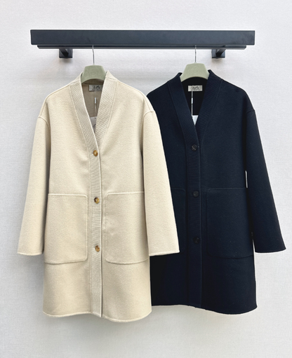 26 Fall/Winter Latest Minimalist V-Neck Double-Faced Wool Coat