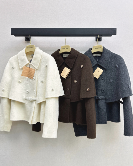 26Latest Autumn/Winter "Socialite-Style" Double-Faced Wool Coat (Cape-Style/Faux-Layered Look)