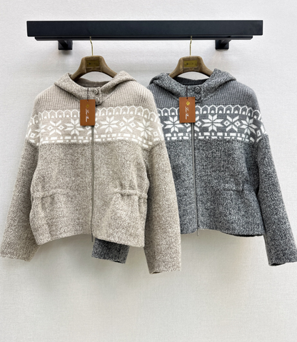 26Latest Autumn/Winter "Old Money" Style Reversible Wool-Blend & Snowflake-Pattern Knit Jacket