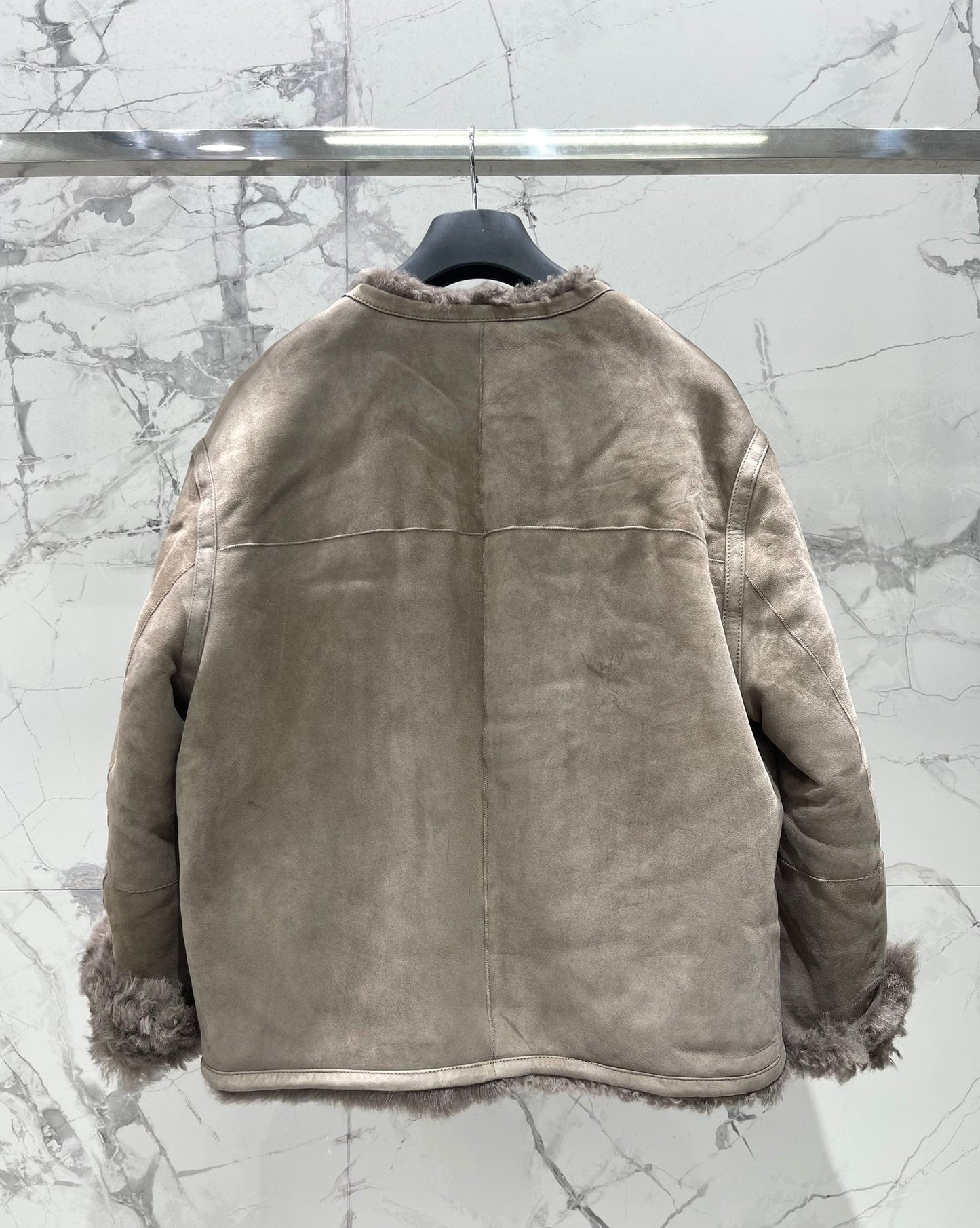 25Fw Zipper wool leather short jacket