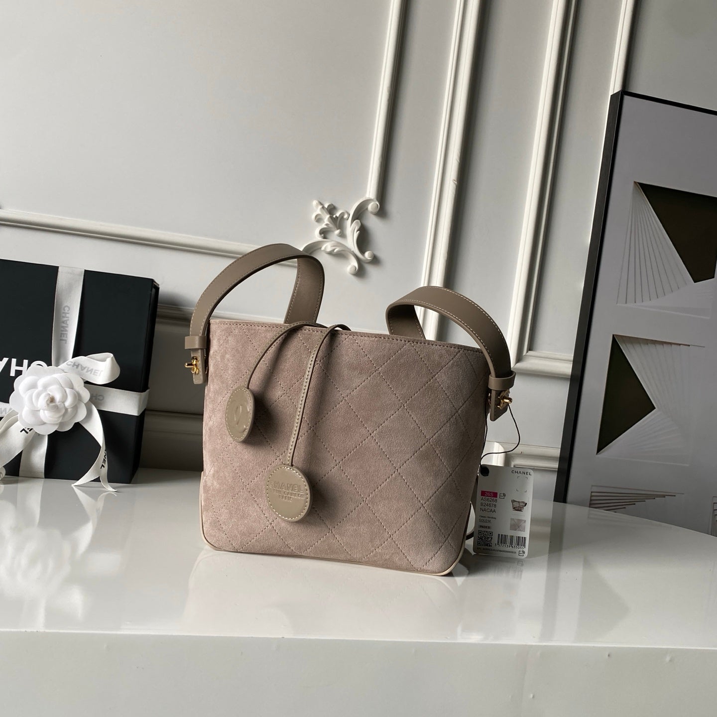Chanel 2026 Bucket Bag 27.5cm Suede Calfskin