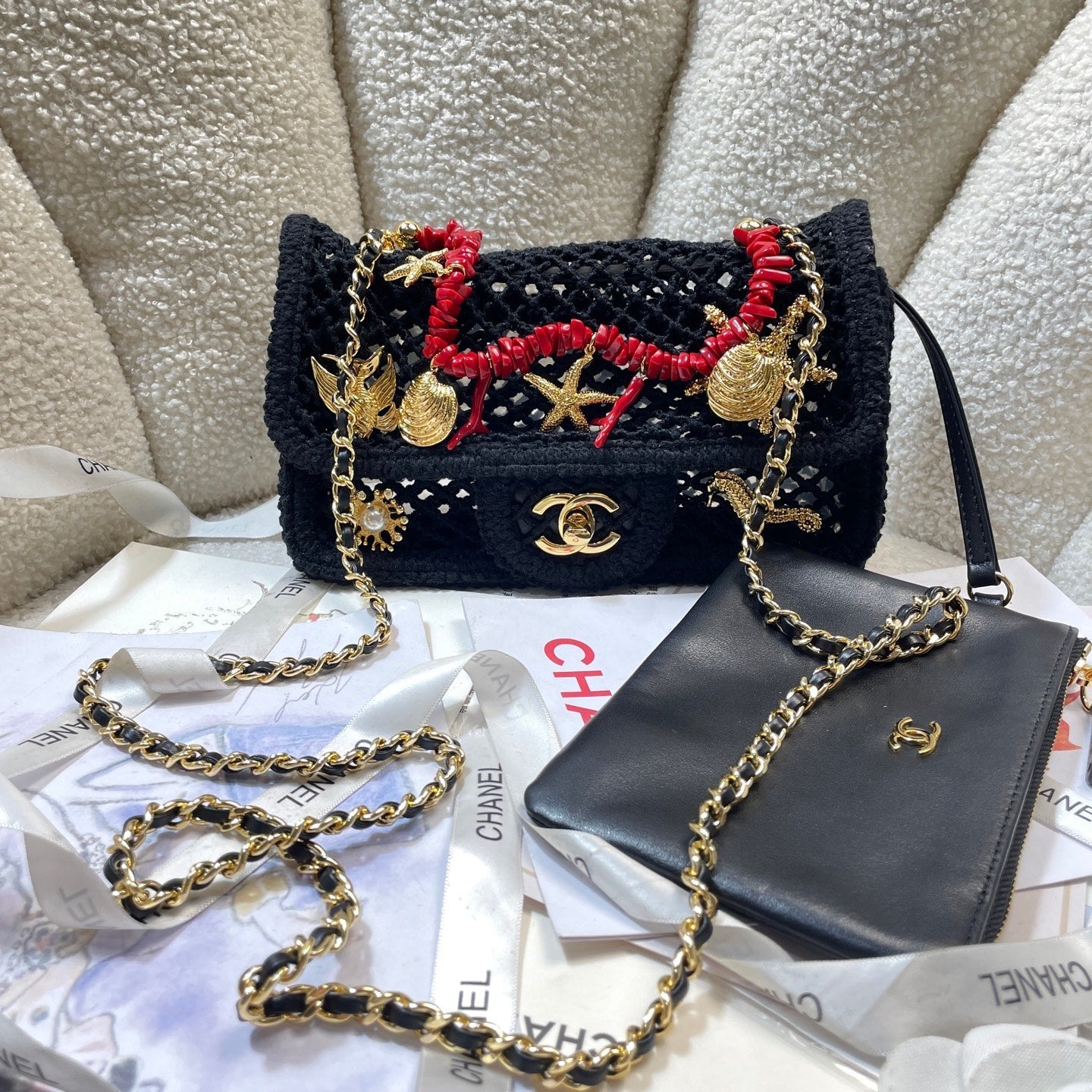 Chanel 2026 Charm Flap Bag 21cm Woven Leather
