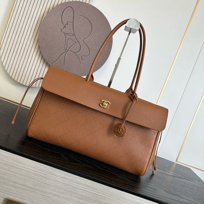 Chanel 2026 Shopping Bag 38cm Burgundy And Brown Calfskin