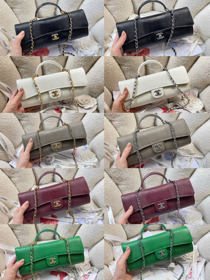 Chanel 2026 Lizard-Embossed Top Handle Bag 25cm Leather