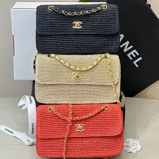 2026 Coco Beach Flap Bag Raffia Leather 143488