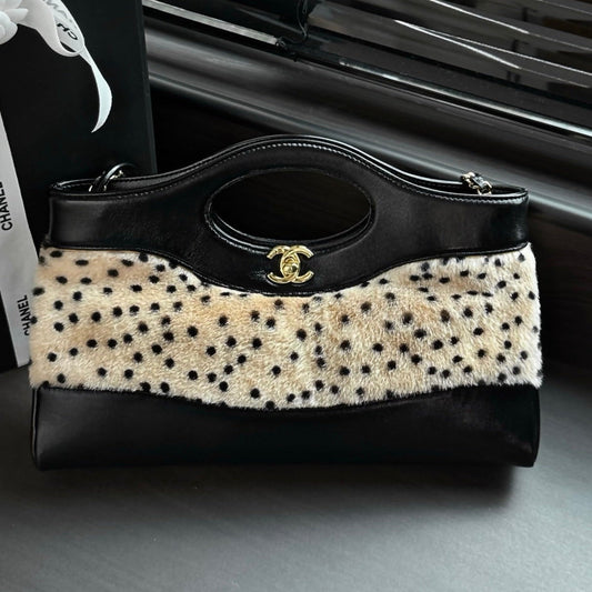2026 Shopping Bag Beige Black Ponyhair And Lambskin 387696