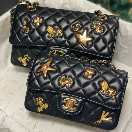 2026 Animal Gold Charm Flap Bag Lambskin