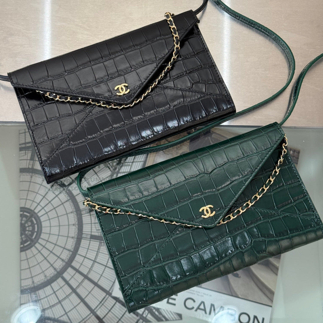 Chanel 2026 Clutch With Strap 21.5cm Crocodile-embossed Calfskin