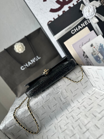 Chanel 2026 Crocodile Embossed Flap Bag 26cm Calfskin