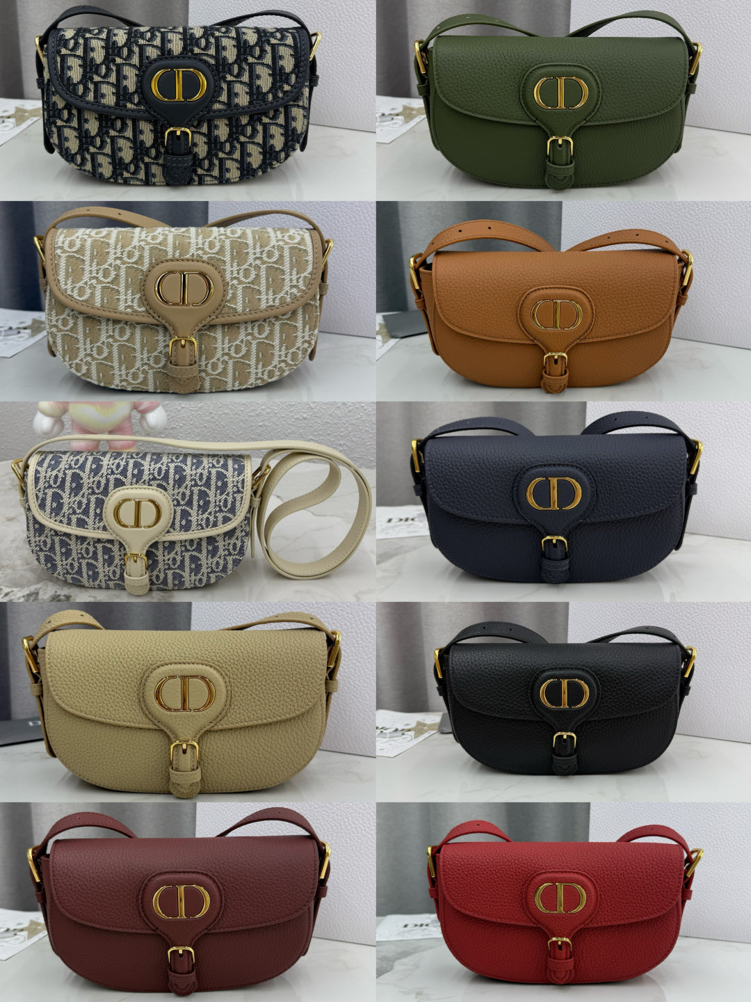 Dior 2026 Bobby East-West Bag 21cm Multicolors Fabric and Grained Calfskin