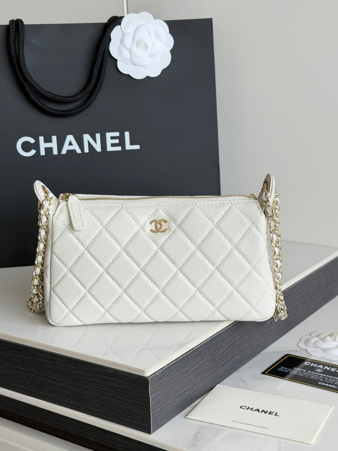 Chanel 2026 Clutch with Chain 21cm Caviar Leather