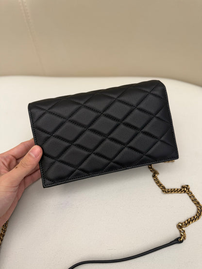 YSL 2026 Saint Laurent Paris Chain Wallet 20cm Black Calfskin