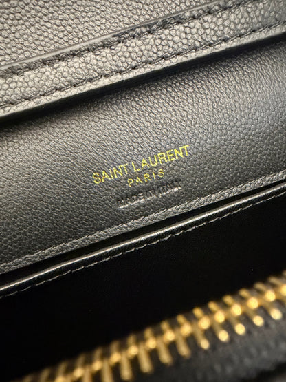 YSL 2026 Saint Laurent Paris Chain Wallet 20cm Black Calfskin