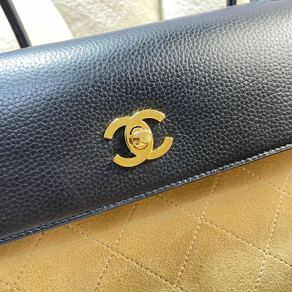 Chanel 2026 Large Urban Essential Bag 43cm Black Beige Leather Suede