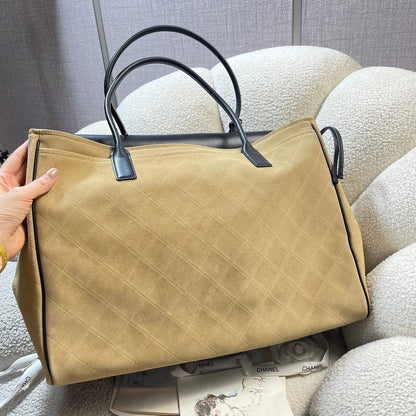 Chanel 2026 Large Urban Essential Bag 43cm Black Beige Leather Suede