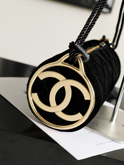 Chanel 2026 Clutch With Strap 23.5cm Black Velvet Leather