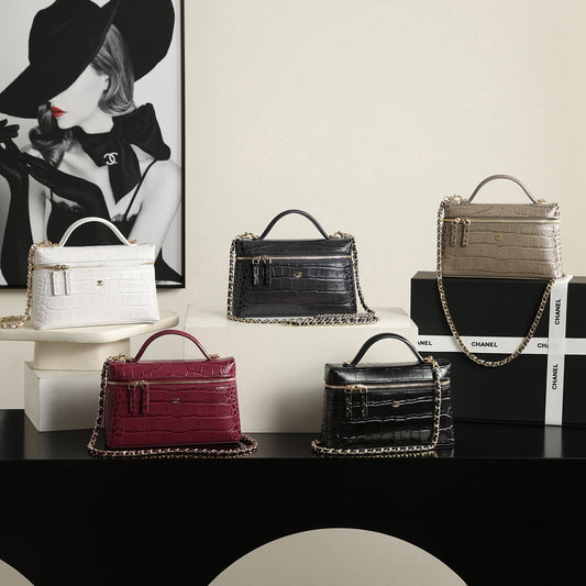 2026 Crocodile Embossed Vanity Bag 25cm Leather