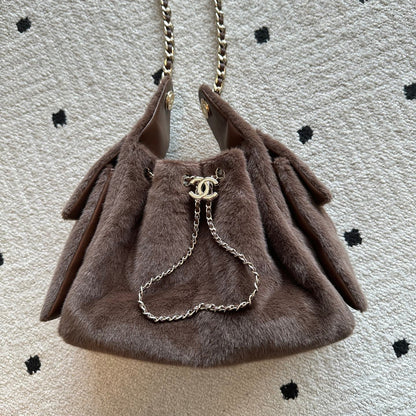 Chanel 2026 Hobo Bag Brown Ponyhair