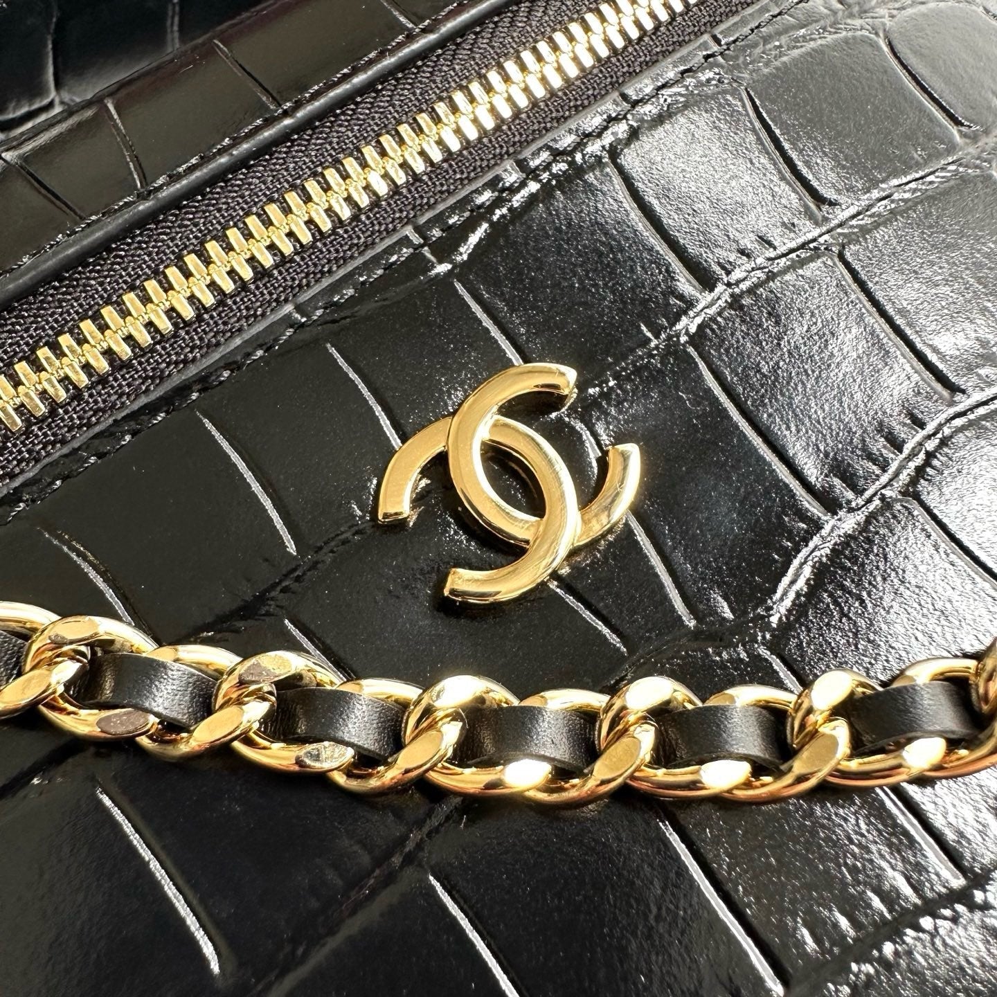 Chanel 2026 Crocodile Embossed Vanity Bag 19.5cm Leather