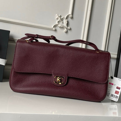 Chanel 2026 Maxi Bag 32cm Burgundy Calfskin Gold Hardware