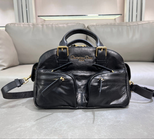 2026 Grand Tour Bowling Bag 28cm Black Calfskin