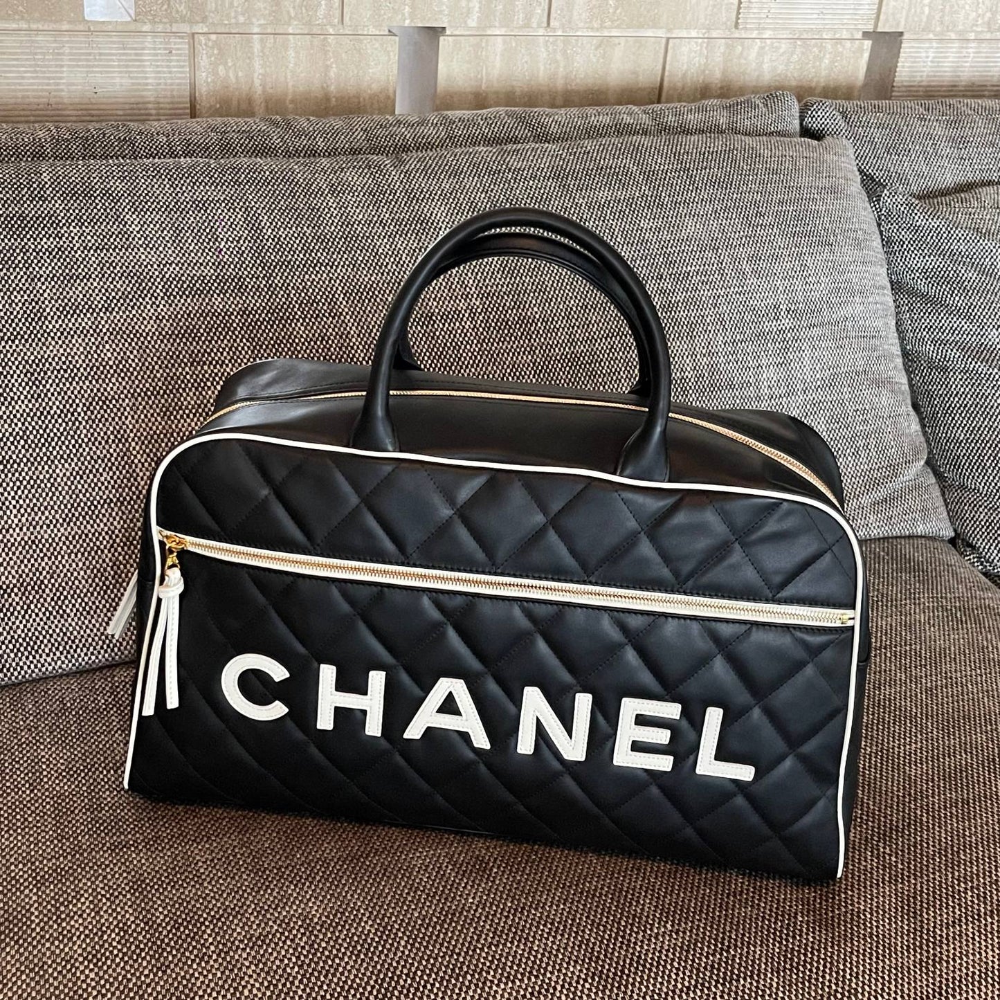 Chanel 2026 Bowling Boston Travel Bag 46cm Lambskin