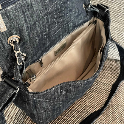 Chanel 2026 Stretch Spirit Messenger Bag Black Denim