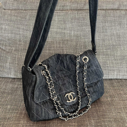 Chanel 2026 Stretch Spirit Messenger Bag Black Denim