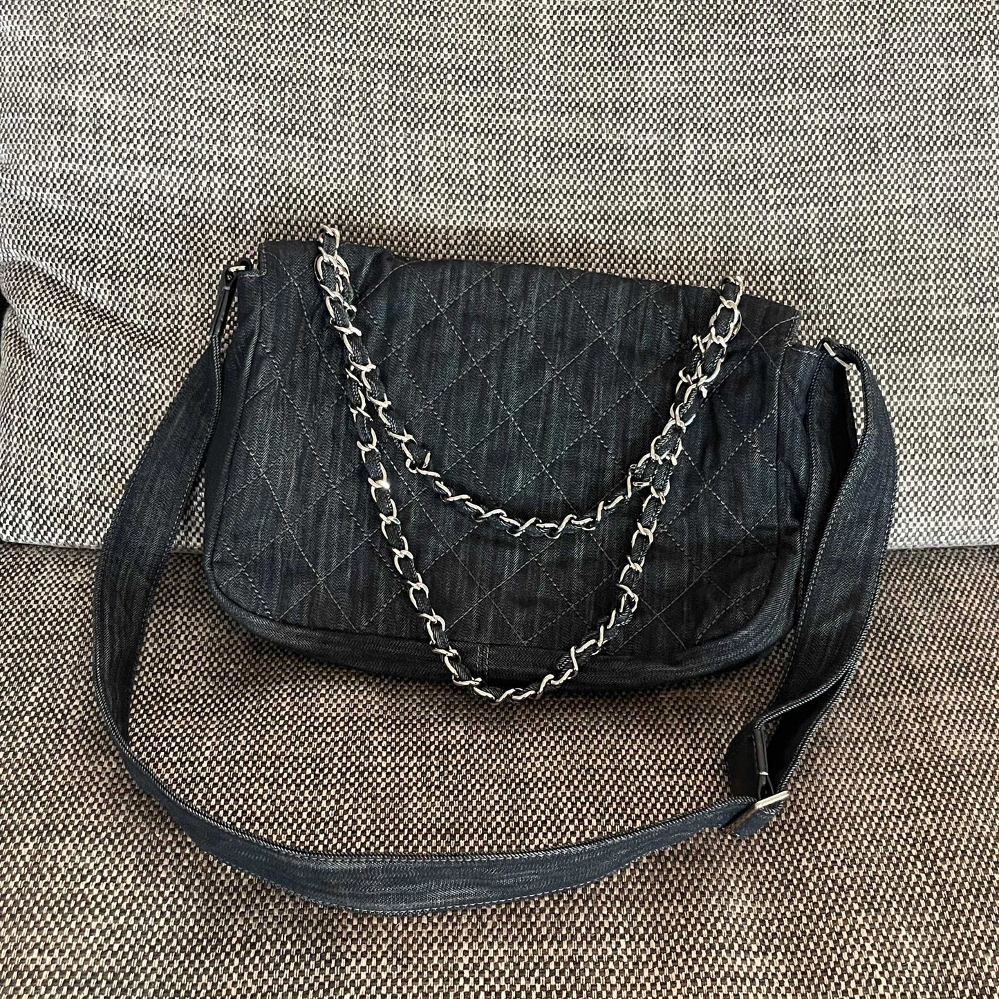 Chanel 2026 Stretch Spirit Messenger Bag Black Denim