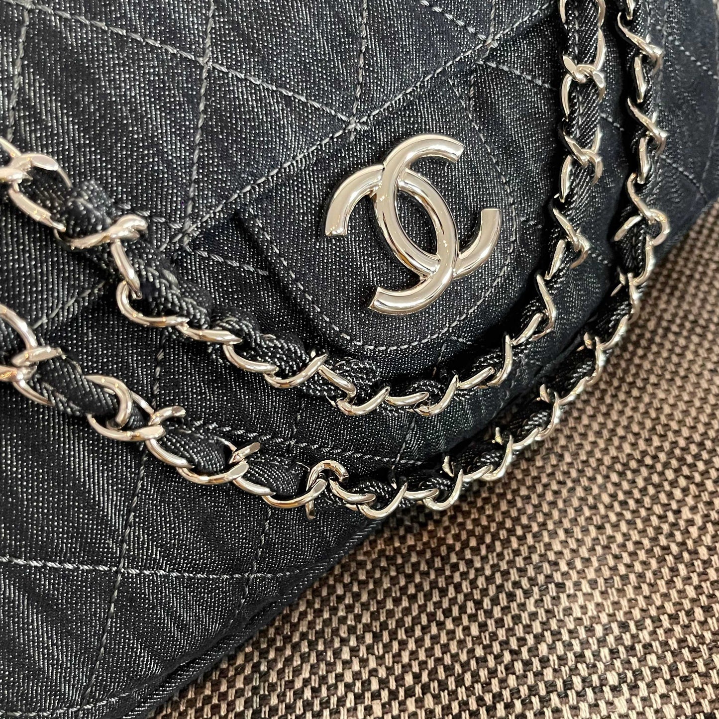 Chanel 2026 Stretch Spirit Messenger Bag Black Denim