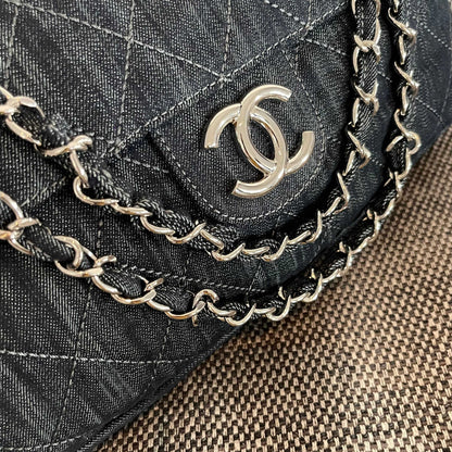 Chanel 2026 Stretch Spirit Messenger Bag Black Denim