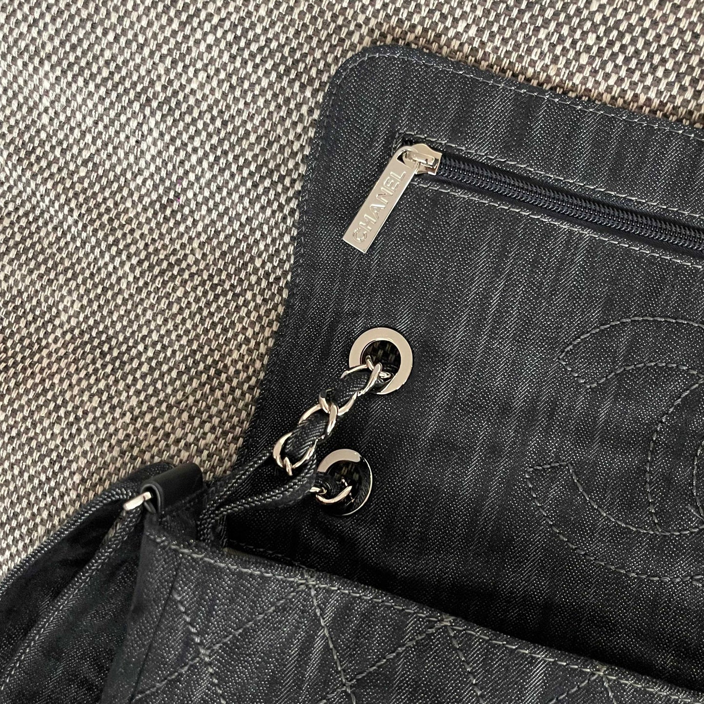 Chanel 2026 Stretch Spirit Messenger Bag Black Denim
