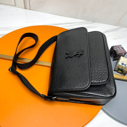 YSL 2026 Niki Messenger Black 28cm Grained Calfskin
