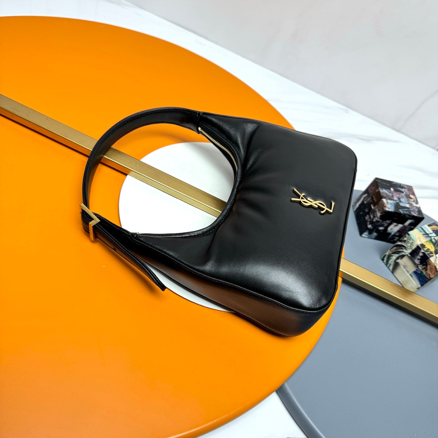 YSL 2026 Calypso Mini Hobo Bag 20cm Black Calfskin