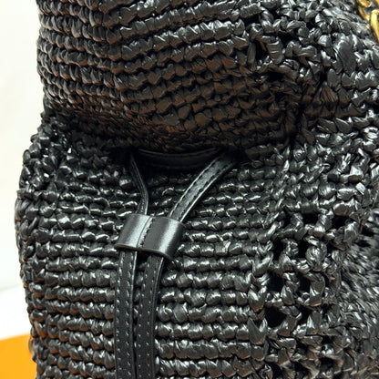 YSL 2026 Jamie Shopping Raffia Handbag 35cm Black Woven