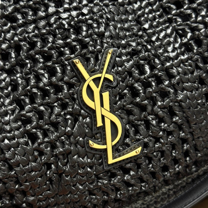 YSL 2026 Jamie Shopping Raffia Handbag 35cm Black Woven