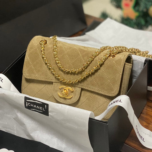2026 Flap Bag 20cm Suede Leather