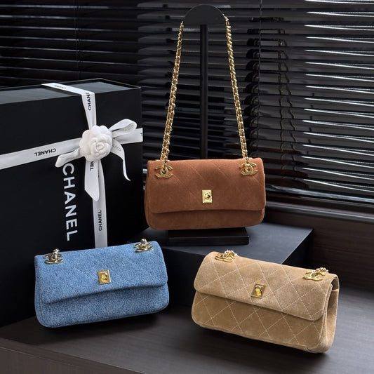 2026 Flap Bag Suede And Denim Leather 143089