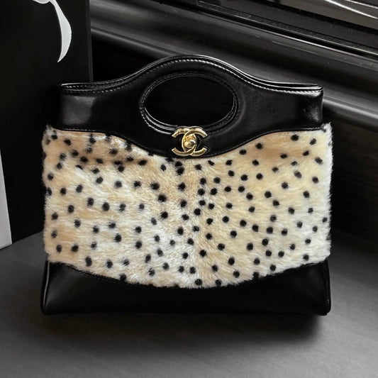 2026 Shopping Bag Beige Black Ponyhair And Lambskin 387696