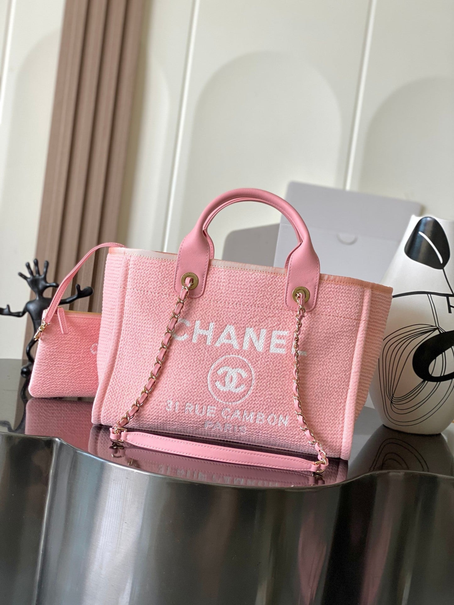 Chanel 2026 Deauville Bag Pink Canvas