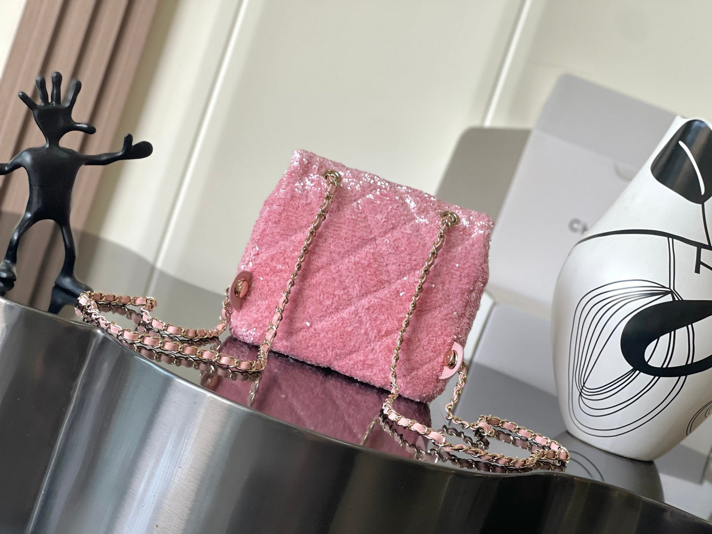 Chanel 2026 Sequin Backpack 21cm Leather