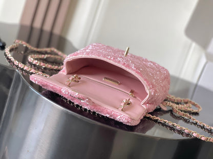 Chanel 2026 Sequin Backpack 21cm Leather