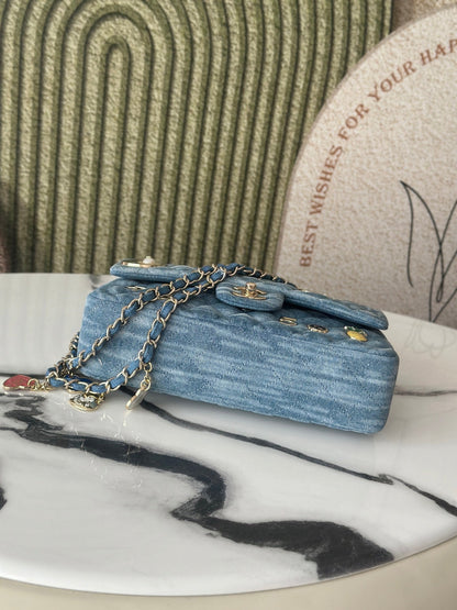Chanel 2026 Coco Cuba Charms Flap Bag Canvas Denim Leather