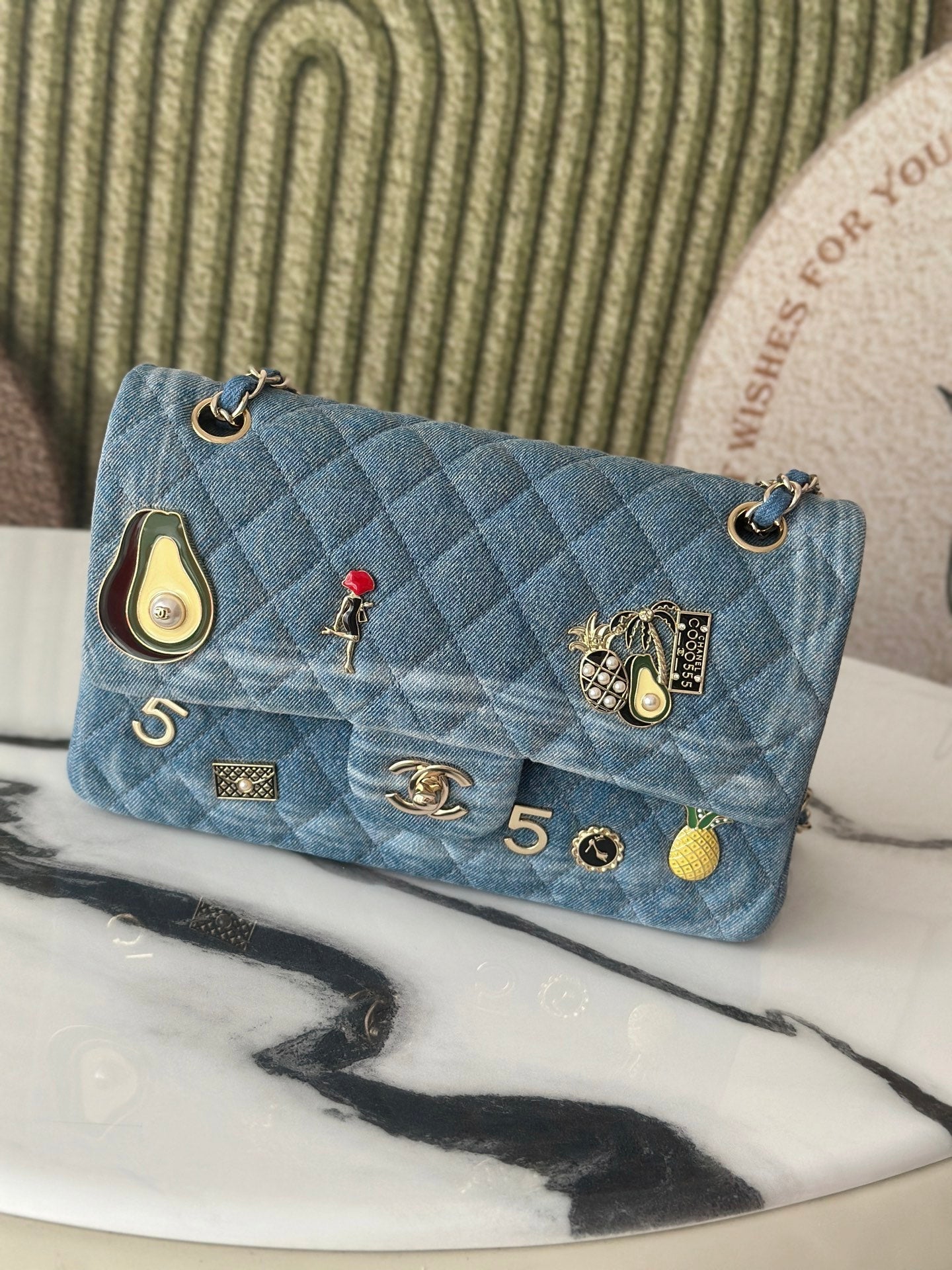 Chanel 2026 Coco Cuba Charms Flap Bag Canvas Denim Leather