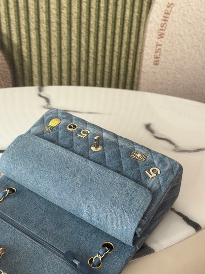 Chanel 2026 Coco Cuba Charms Flap Bag Canvas Denim Leather