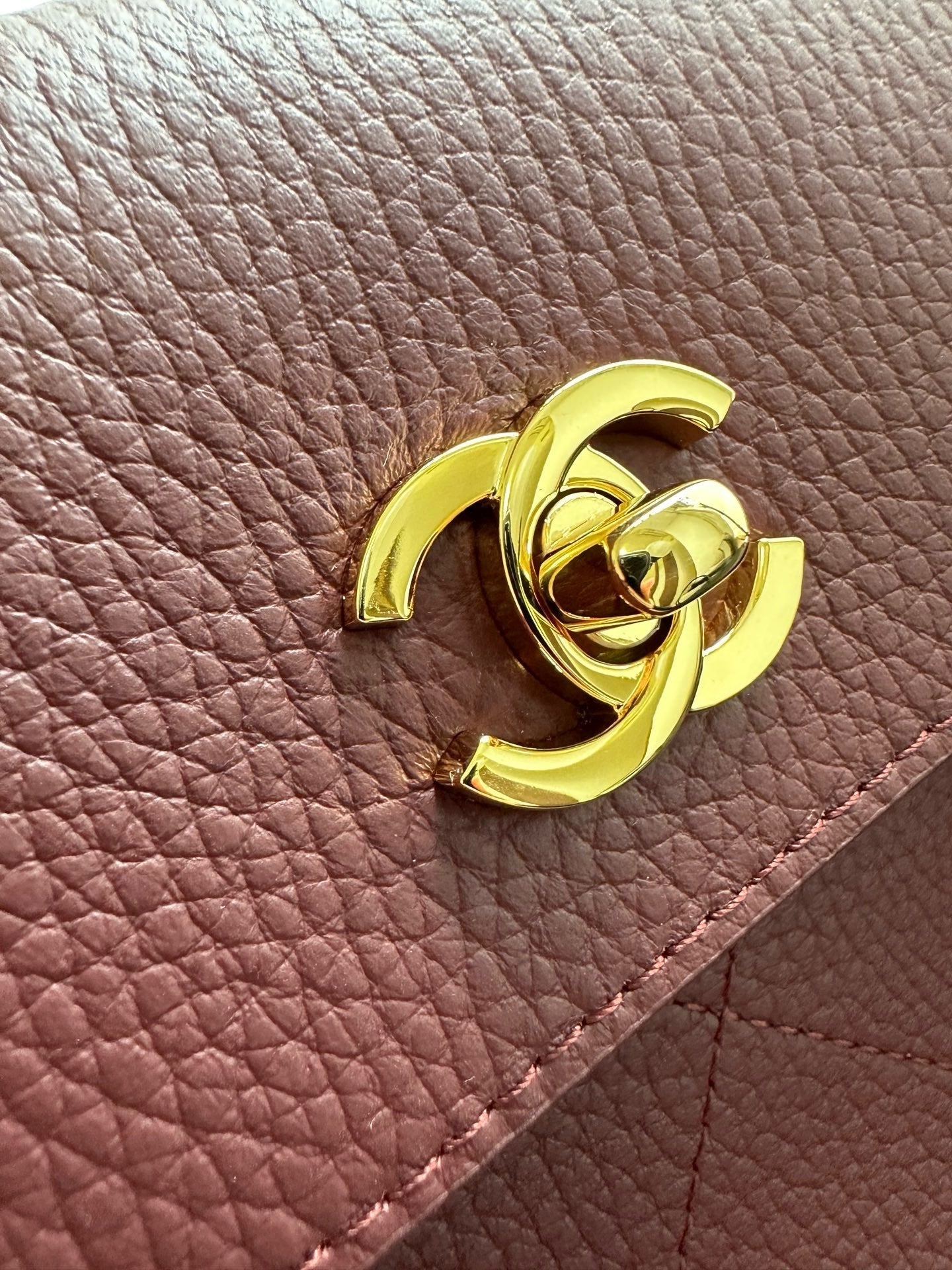 Chanel 2026 Shopping Bag 38cm Burgundy And Brown Calfskin