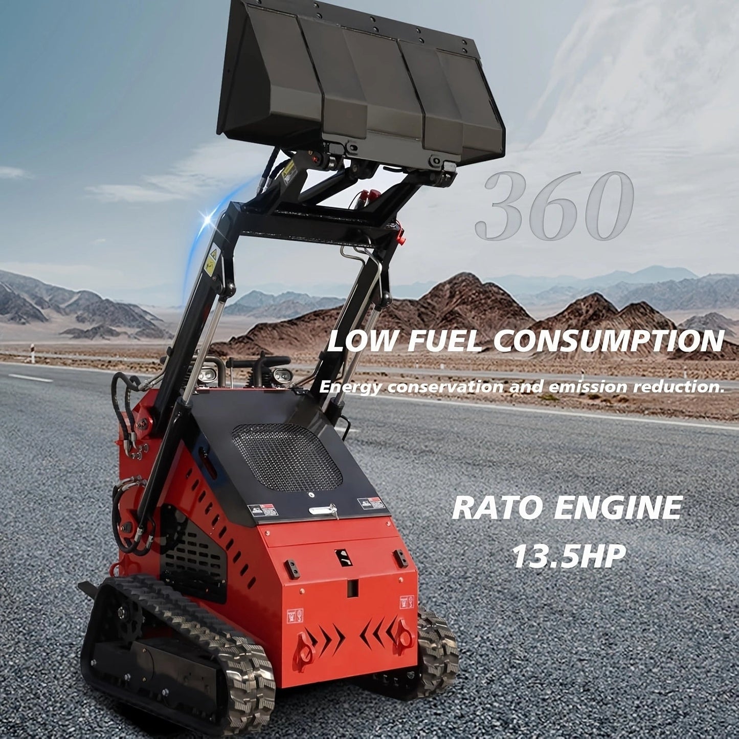 MS360  Mini Stand On Skid Steer Track Loader With 13.5HP Gas Engine