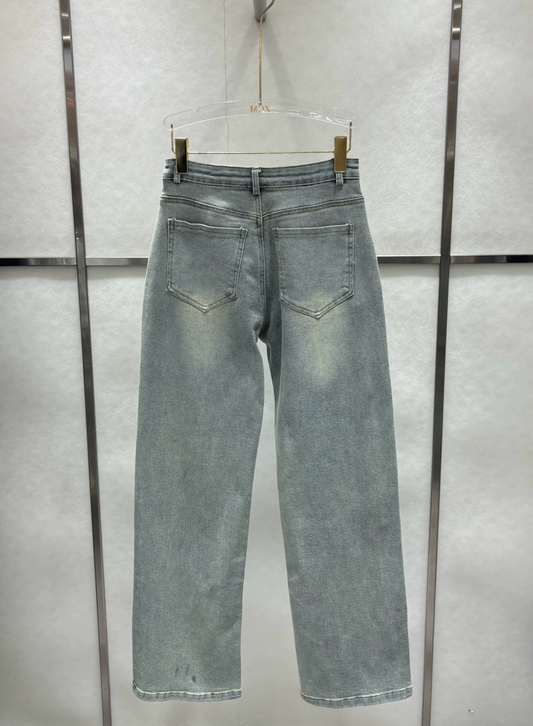 25 Heavy Embroidery Letter Jeans
